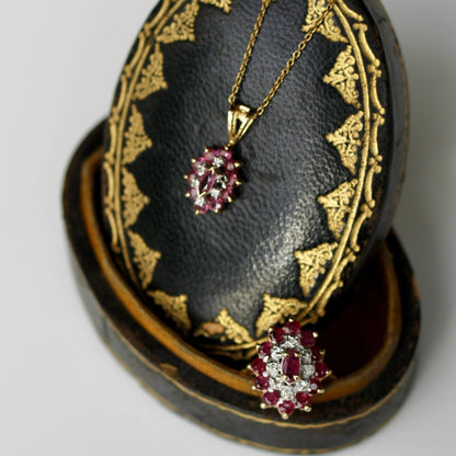 Antique Ruby & Diamond Set, 2.4 CTW 14K/9K Gold