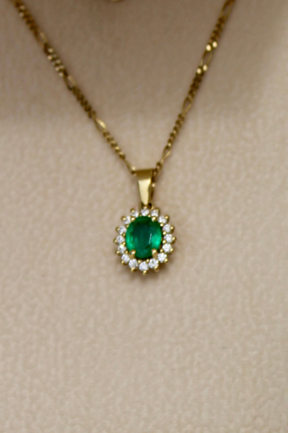 Emerald & Diamond Pendant, 0.83 CTW 18K Gold