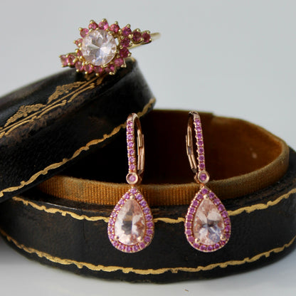 Morganite & Pink Sapphire Set, 6.1 Carats 14K Gold