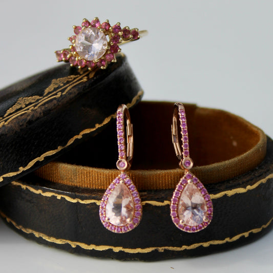 Morganite & Pink Sapphire Set, 6.1 Carats 14K Gold