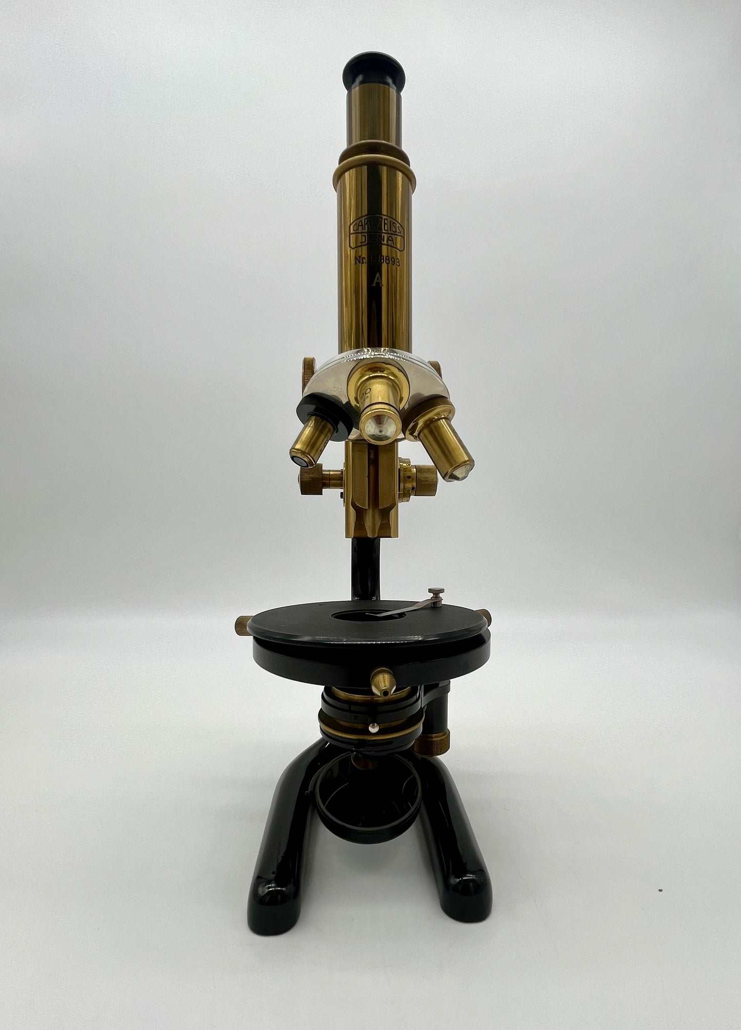 1930's German Jena Brass Microscope by Carl Zeiss