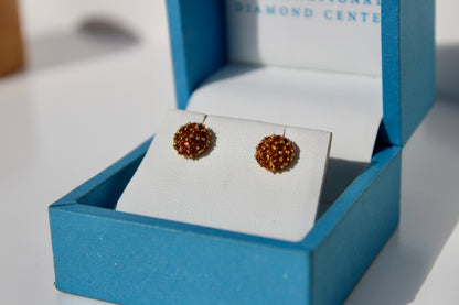 Citrine Cluster Stud Earrings, 1 Carat 18K Gold