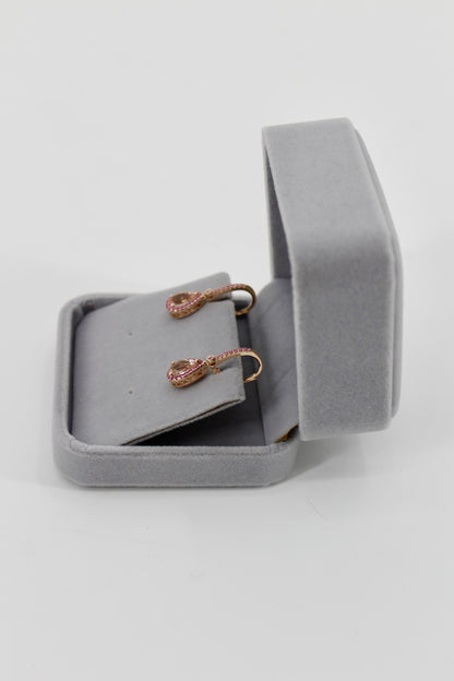 Morganite & Pink Sapphire Drop Earrings, 3.9 CTW 14K Rose Gold