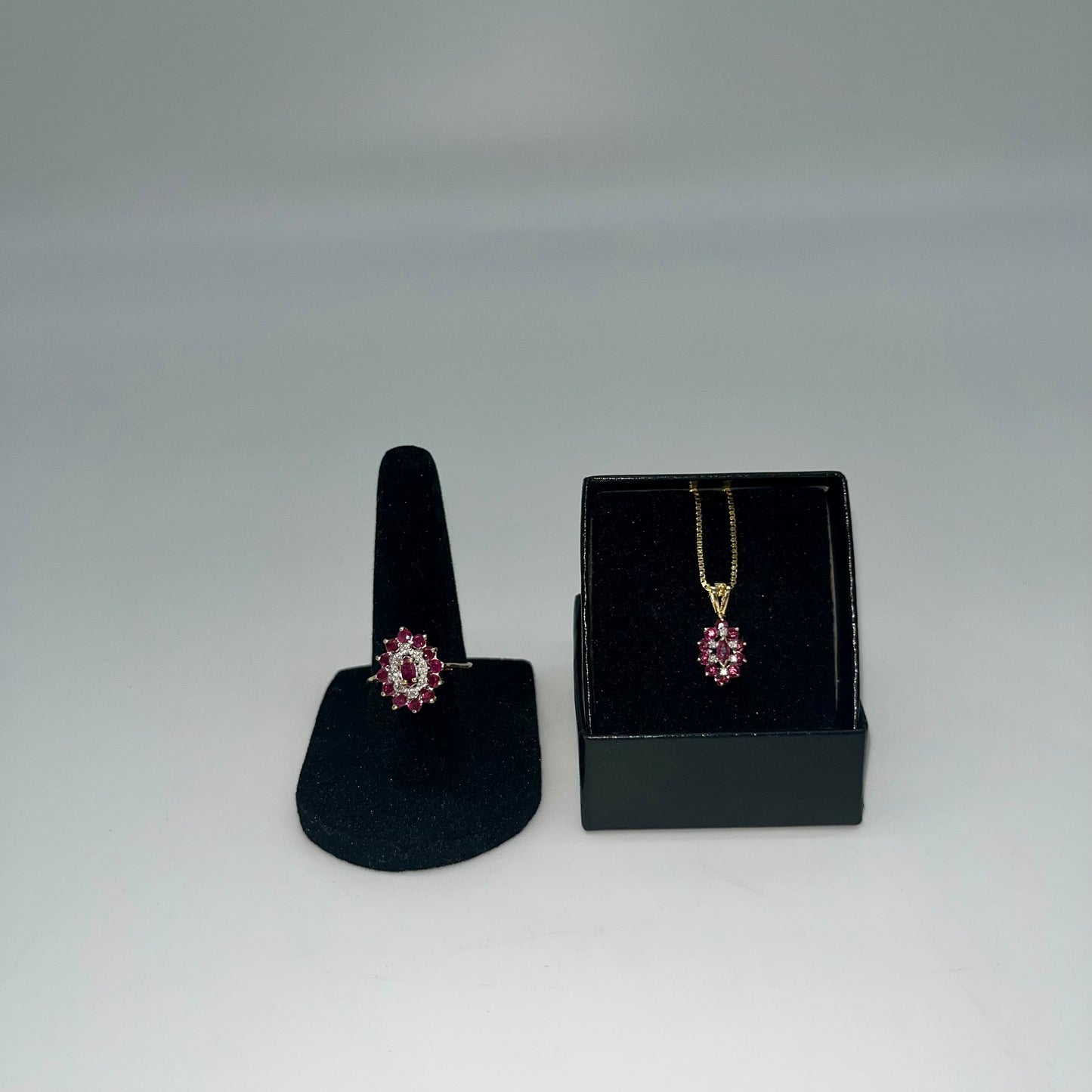 Ruby & Diamond Necklace Ring Set, 2.4 CTW 14K Gold