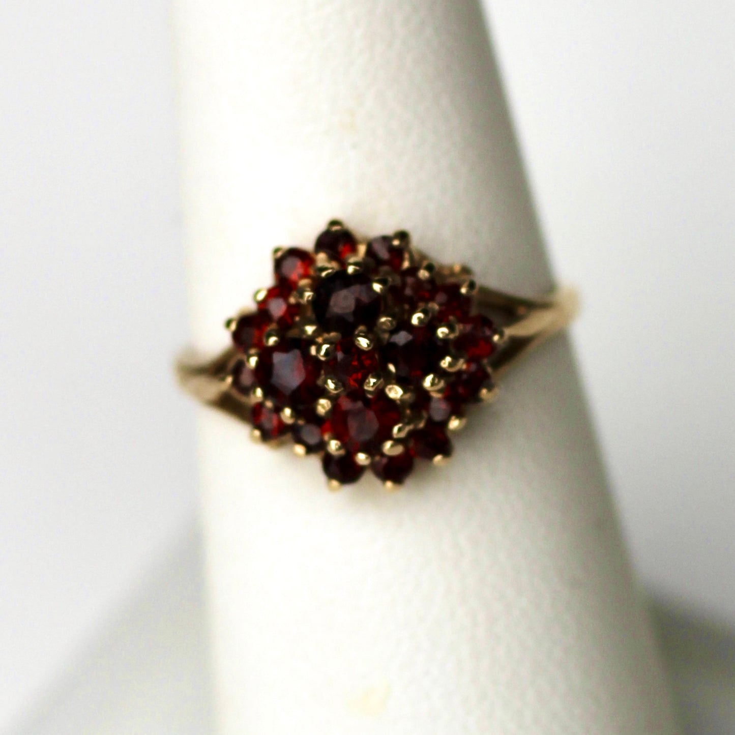 Victorian Garnet Cluster Ring, 1.54 CTW 9K Gold