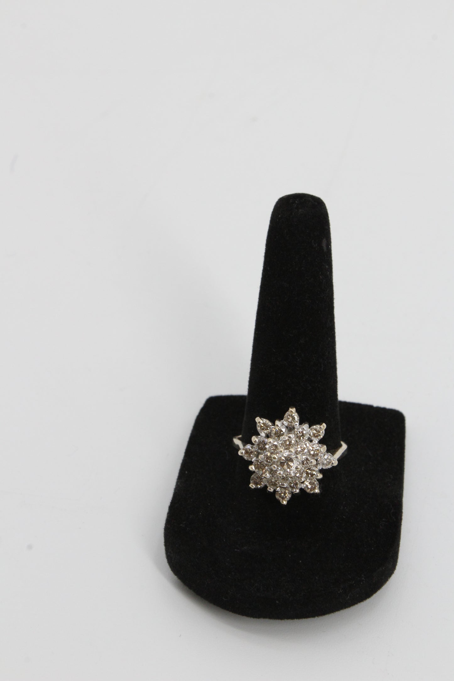 1940's Brutalist Diamond Cluster Ring, 2.82 Carats 14K Gold