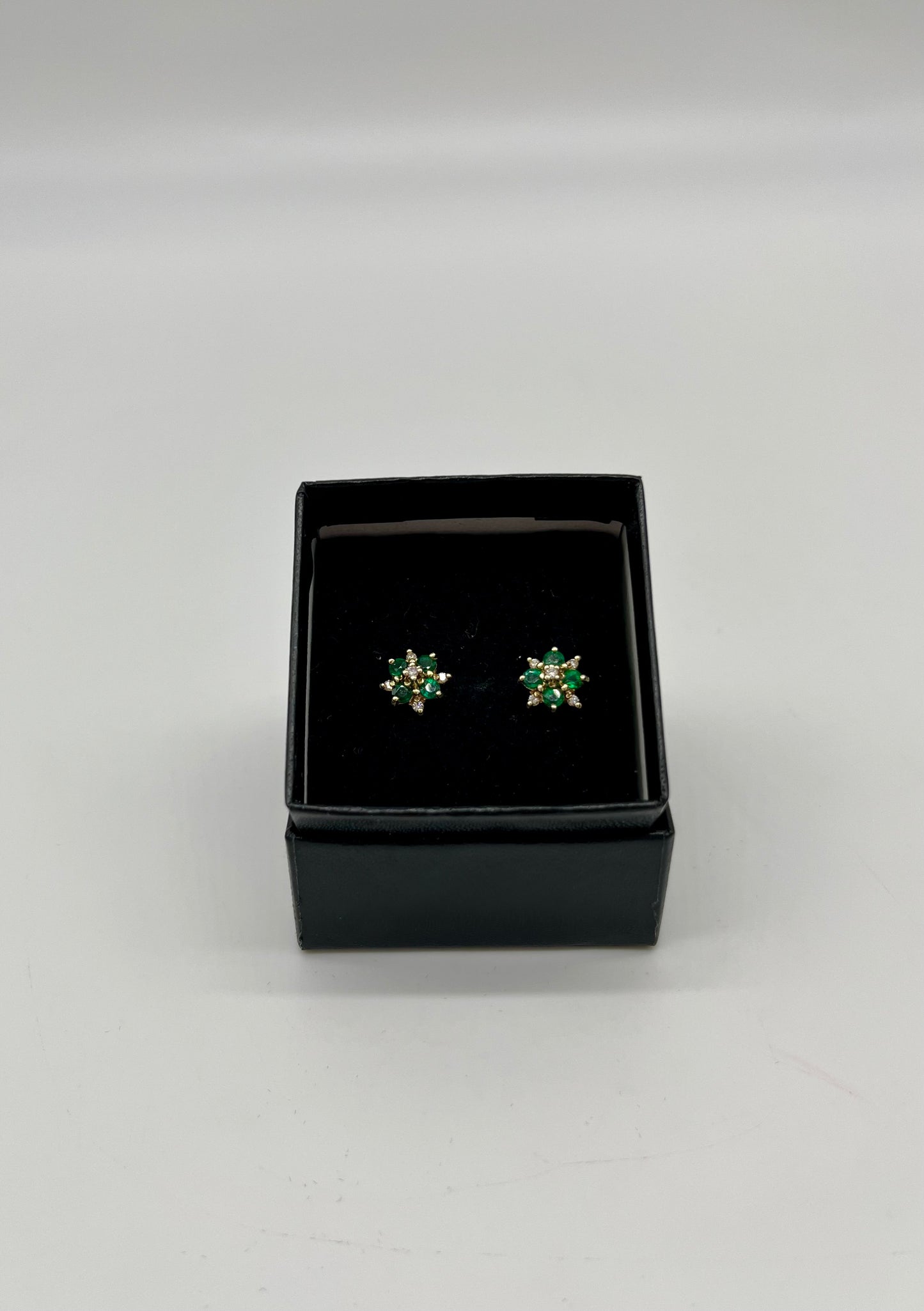 1930's Emerald & Diamond Gold Earrings, 2.29 CTW 18K Gold