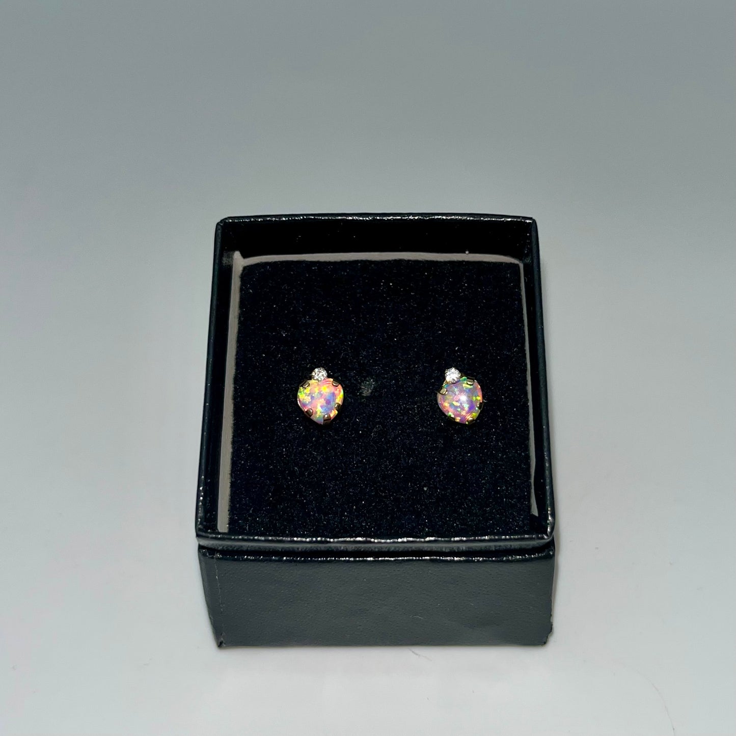 Pink Opal and Diamond Earrings, 1 CTW 10K Gold