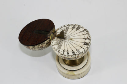 19th Century Miniature Ivory Terrestrial Globe & Sundial