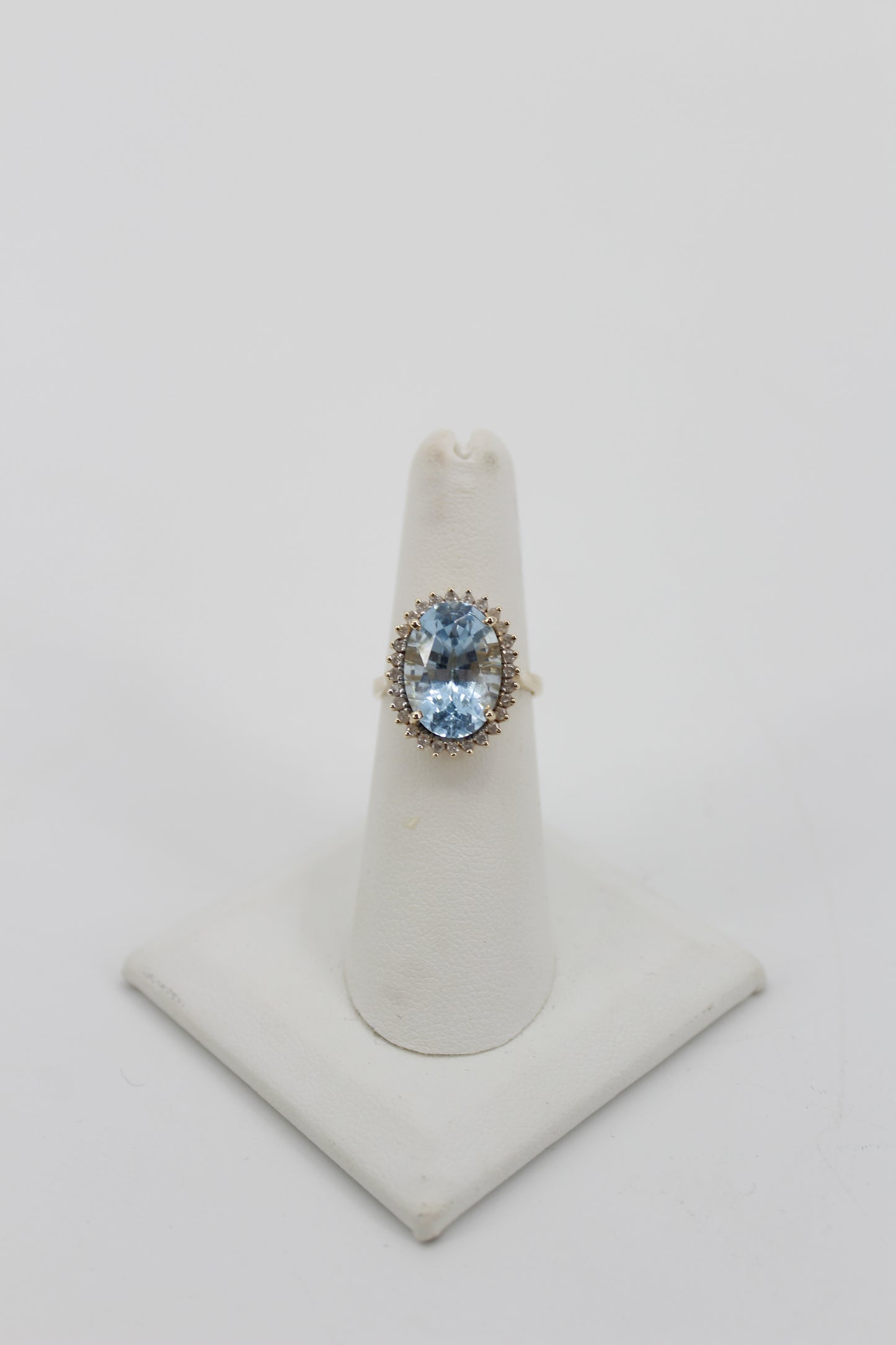 Blue Topaz & Diamond Halo Cocktail Ring,  8.514 CTW 14K Gold