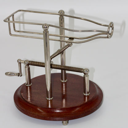 Antique Adjustable Cradle Silver & Wood Wine Decanter- Professionally Restored
