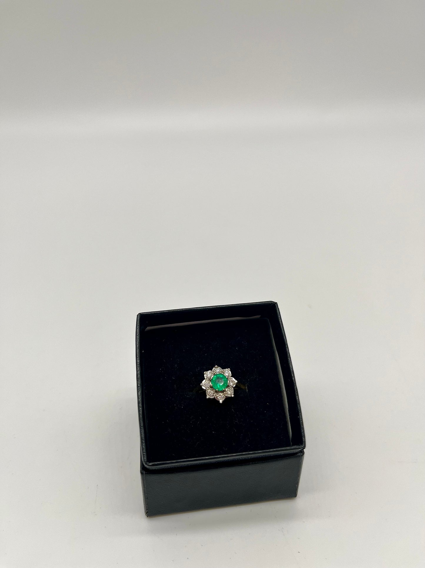 Emerald & Diamond Floral Cocktail Ring, 0.75 CTW 18K Gold/Platinum