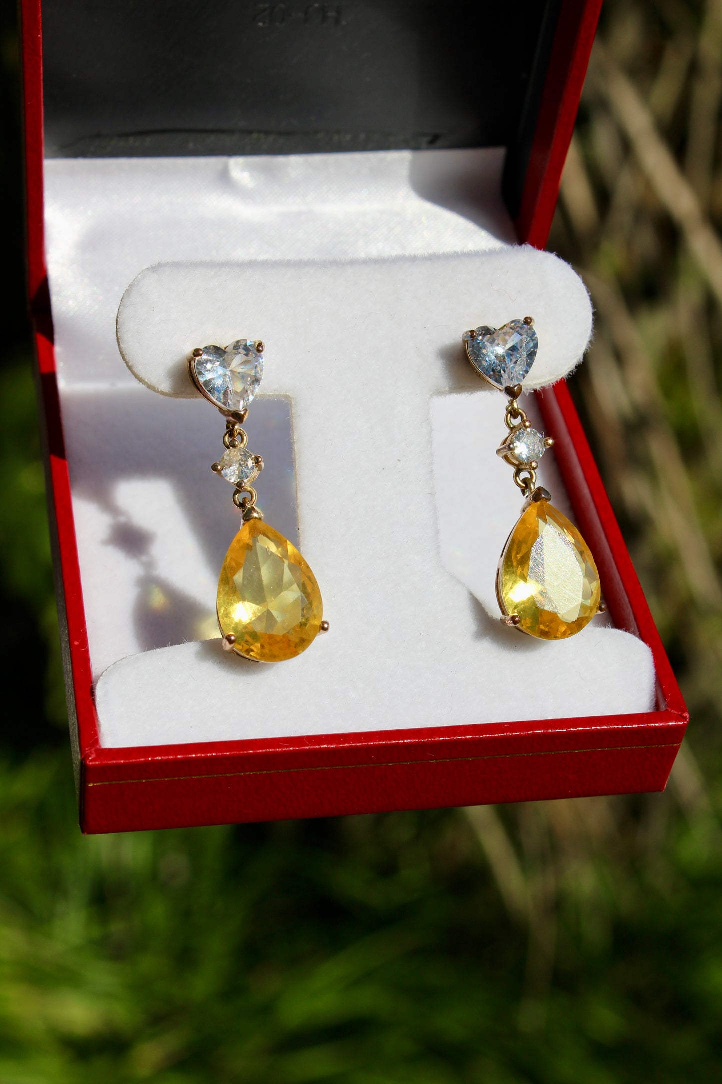 Citrine & Burmese Spinel Drop Earrings, 12 Carats 14K Vermeil