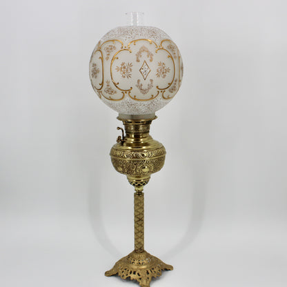 1895 Gilded Crystal Corinthian Banquet Lamp by Edward Miller