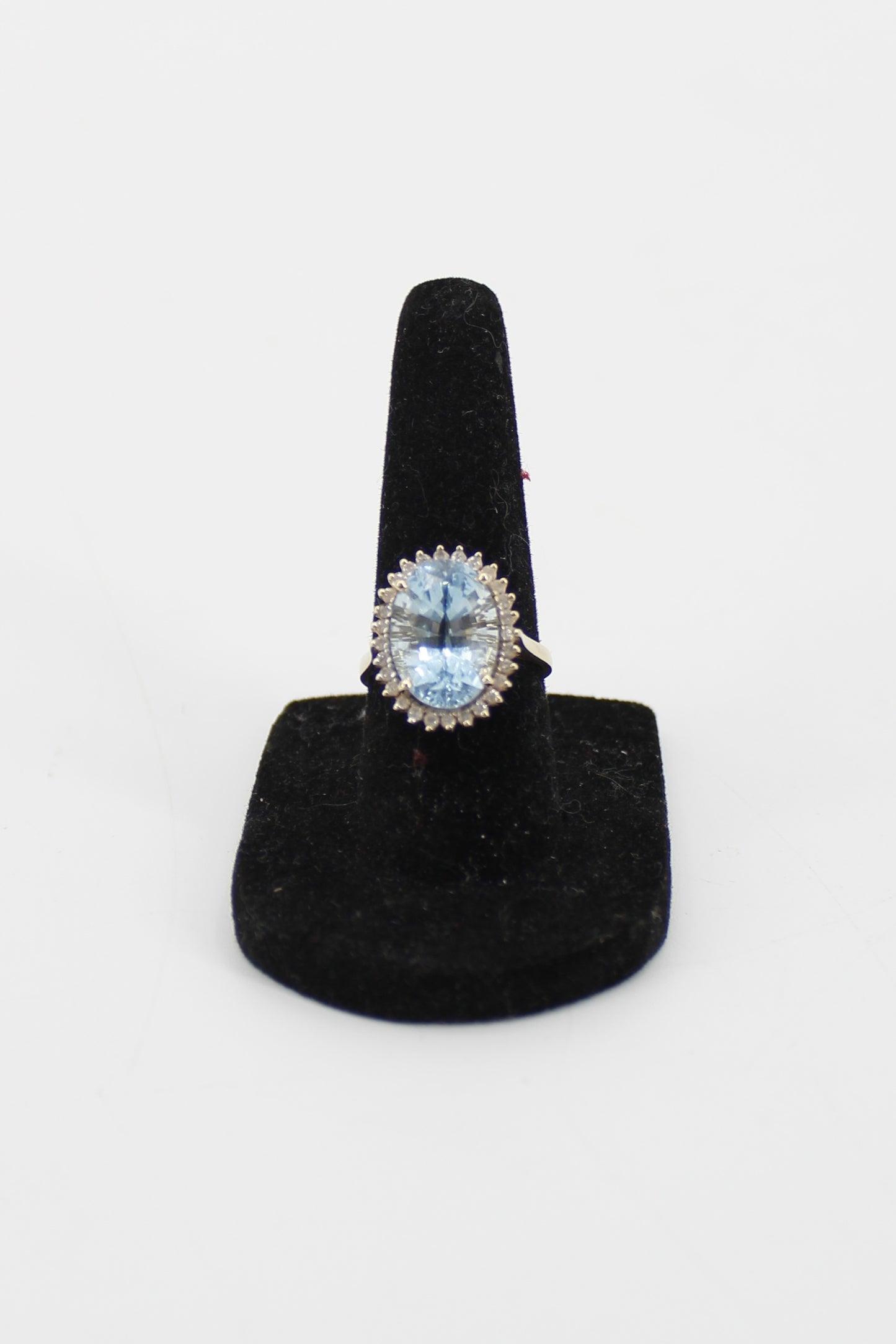 Blue Topaz & Diamond Halo Cocktail Ring,  8.514 CTW 14K Gold
