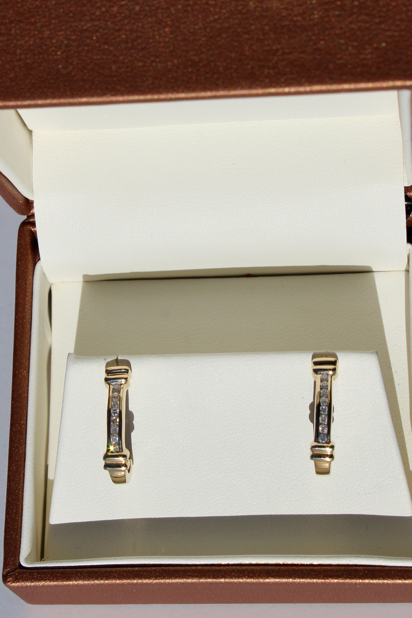 Vintage Diamond Hoops, 1/4 Carat 9K Gold