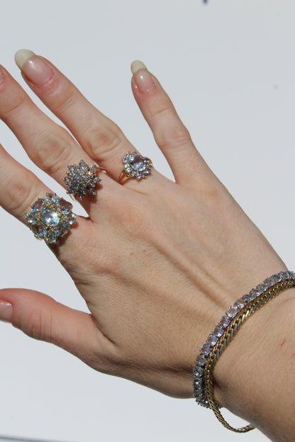 Antique Aquamarine & Diamond Set, 5.59 Carats 14K Gold