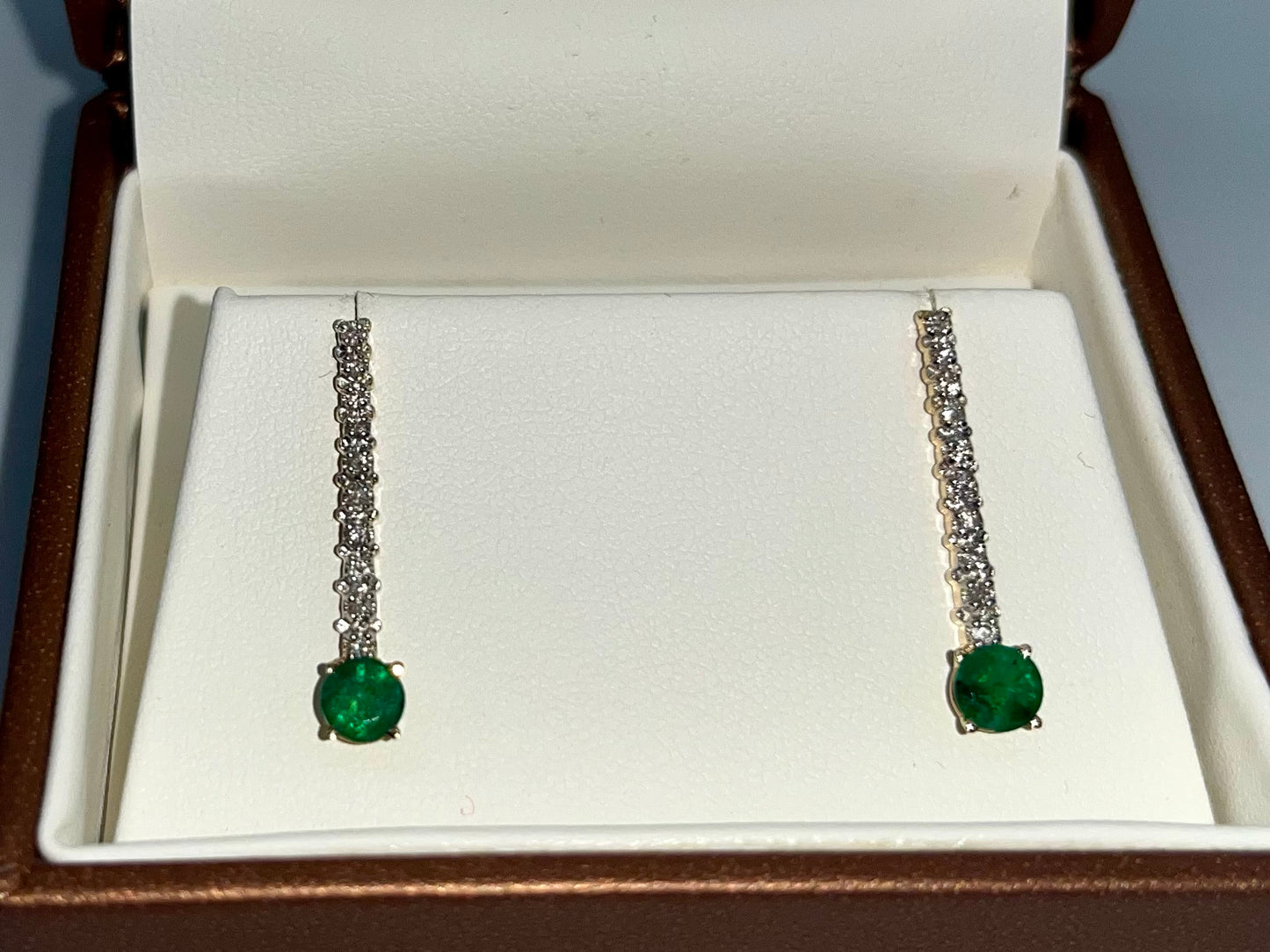 Emerald & Diamond Drop Earrings, 1.01 CTW 14K Gold