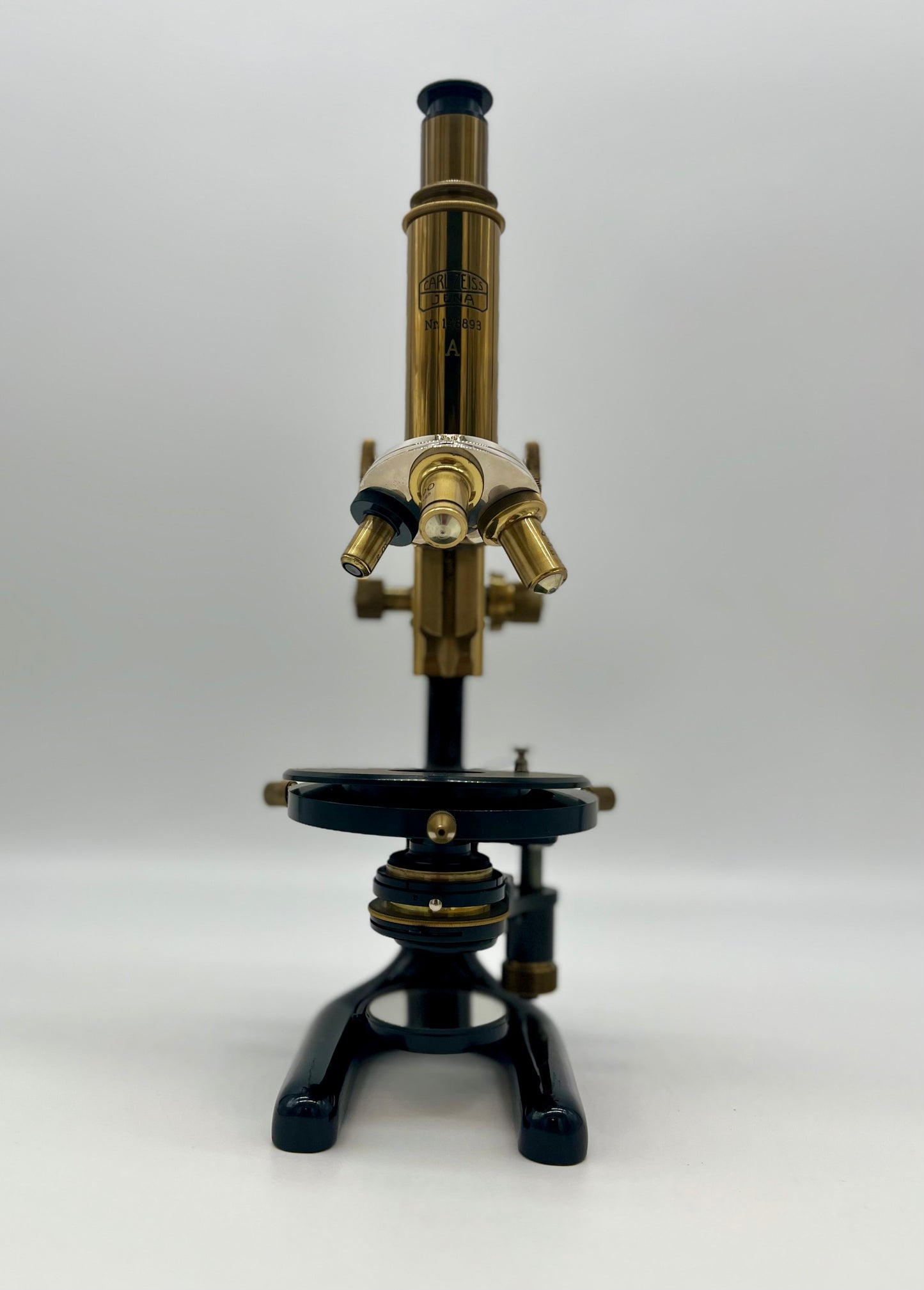 1930's German Jena Brass Microscope by Carl Zeiss