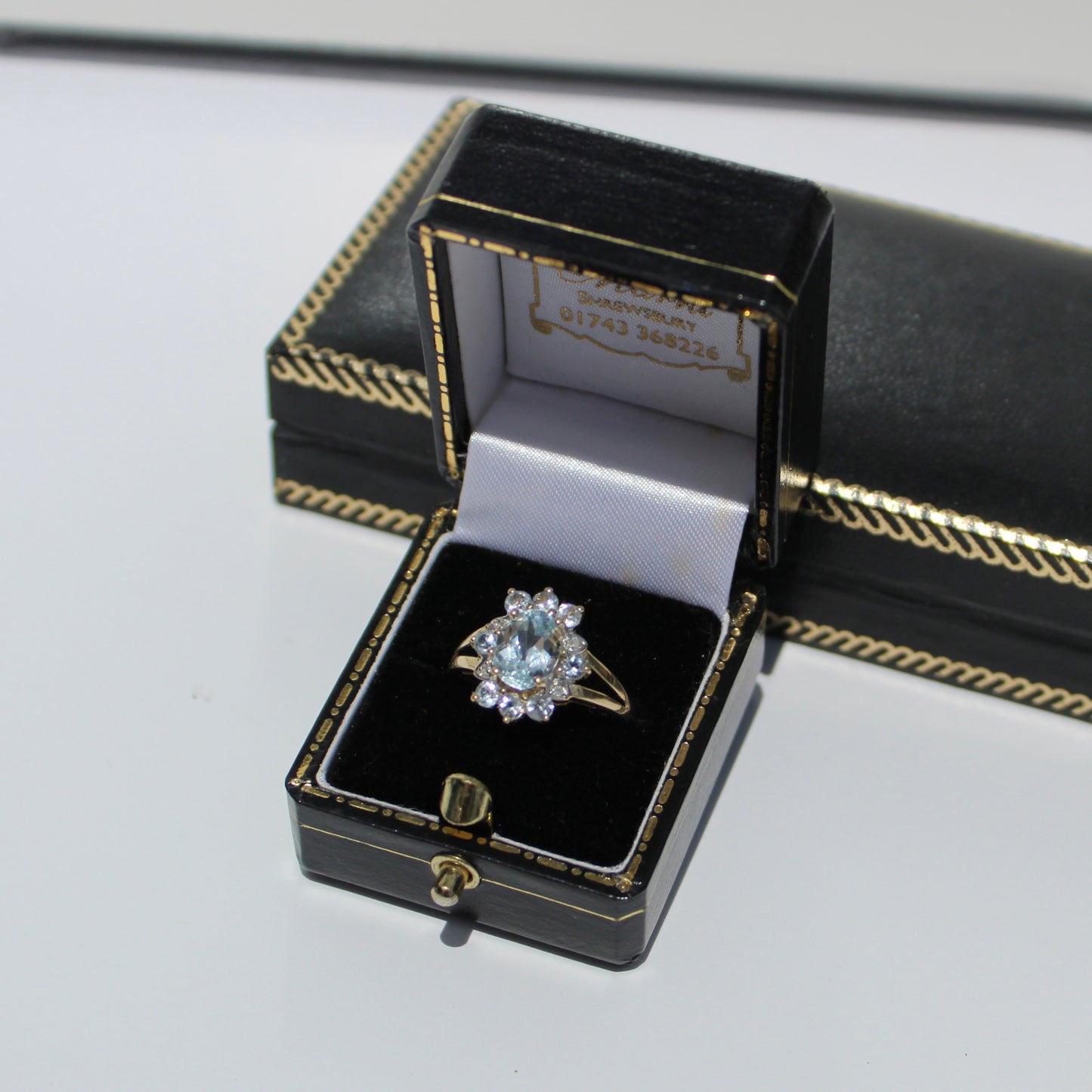 Aquamarine & Diamond Floral Cocktail Ring, 1.8 Carats 14K Gold