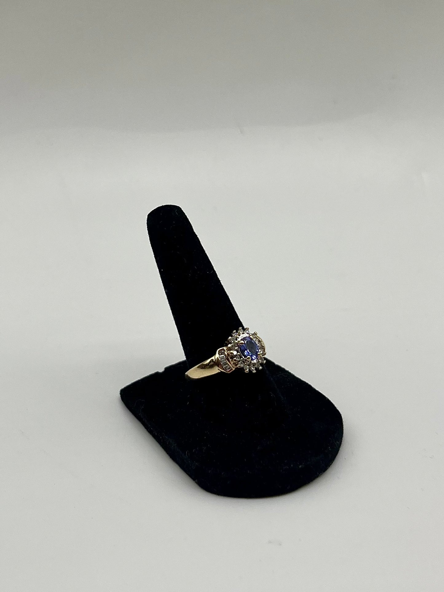 Antique Tanzanite & Diamond Ring, 1 CTW 10K Gold