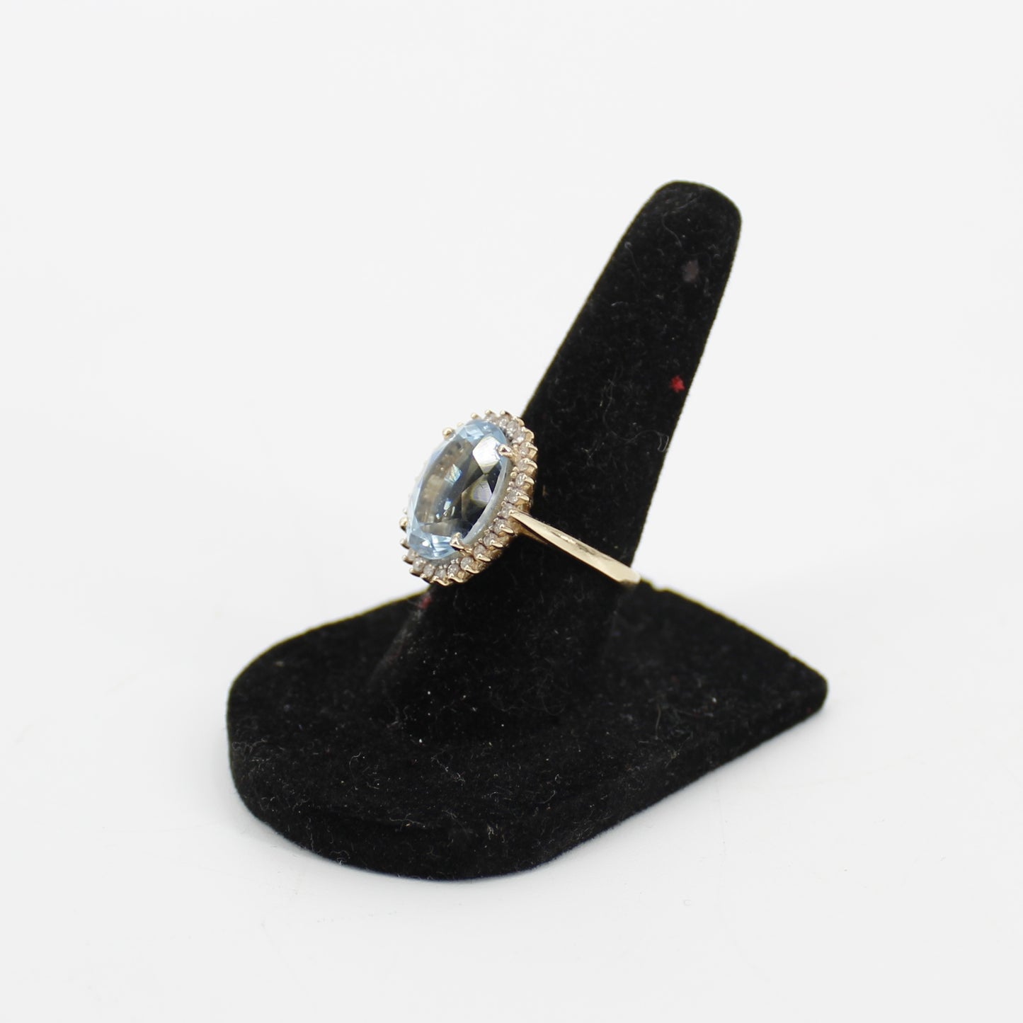 Blue Topaz & Diamond Halo Cocktail Ring,  8.514 CTW 14K Gold