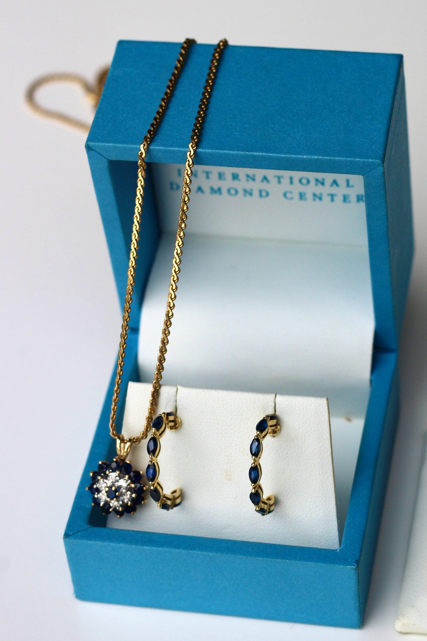 Antique Sapphire Diamond Cluster Set- Ring & Pendant, 2.25 Carats 14K Gold