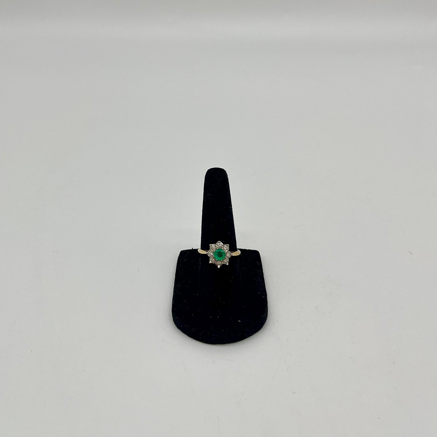 Emerald & Diamond Floral Cocktail Ring, 0.75 CTW 18K Gold/Platinum