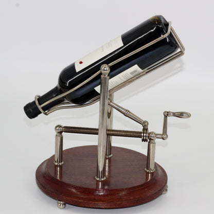 Antique Adjustable Cradle Silver & Wood Wine Decanter- Professionally Restored