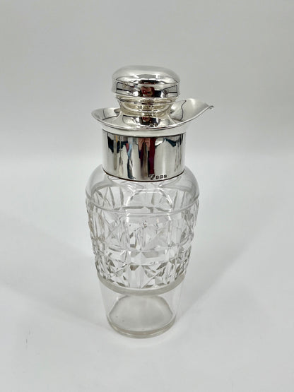 Edwardian 1902 Sterling Silver & Bohemian Cut Crystal Cocktail Shaker by JB Chatterley & Sons Ltd.