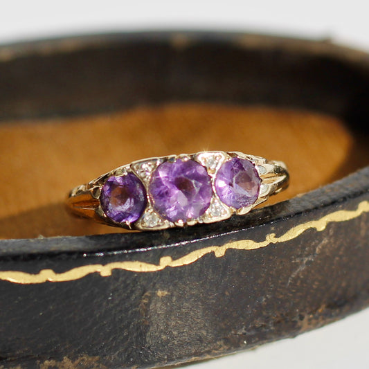 Bague en or 14 carats avec améthyste et diamants, 1 ct