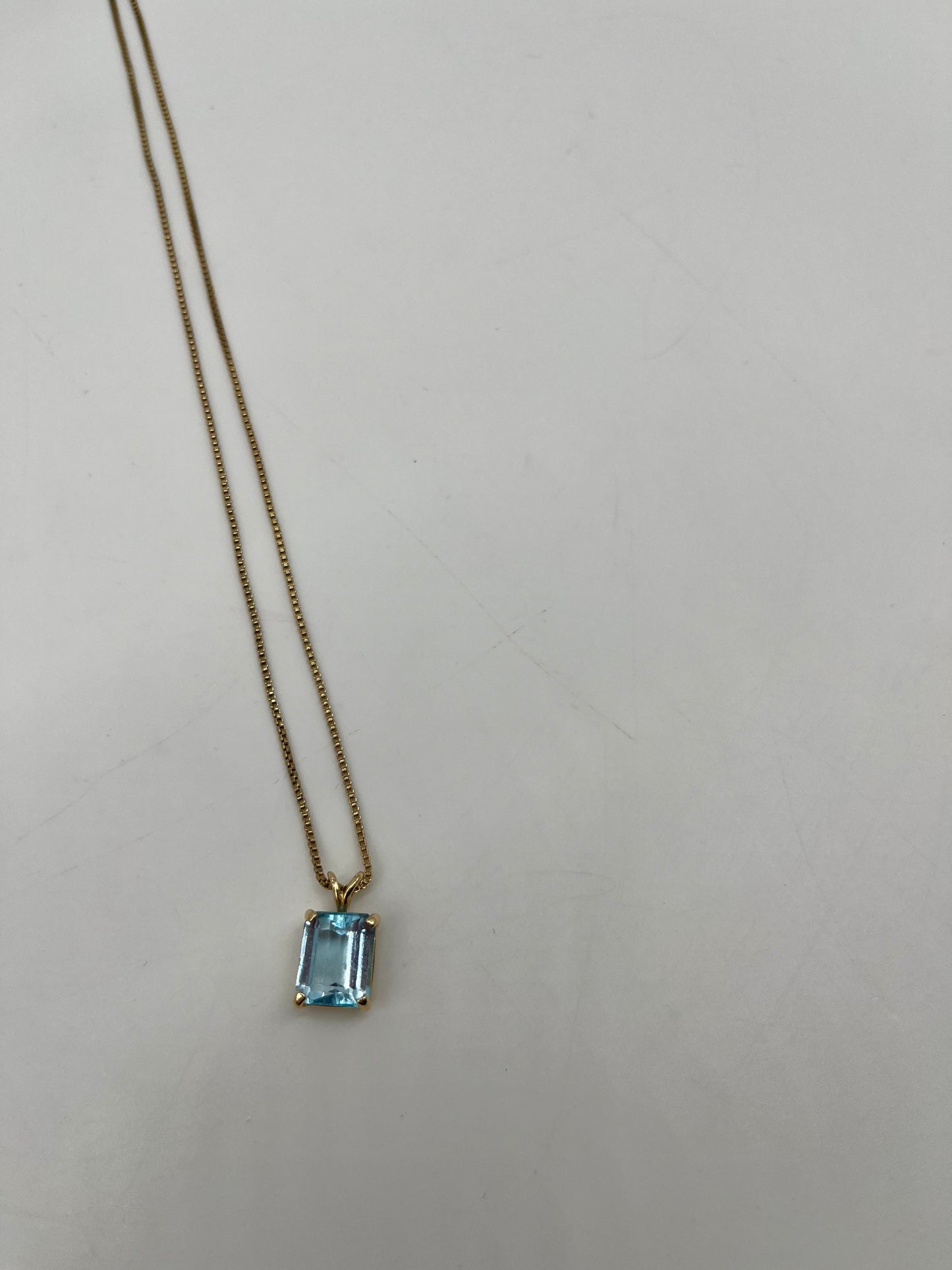 Emerald Cut Blue Topaz Necklace, 4 CTW 14K Gold