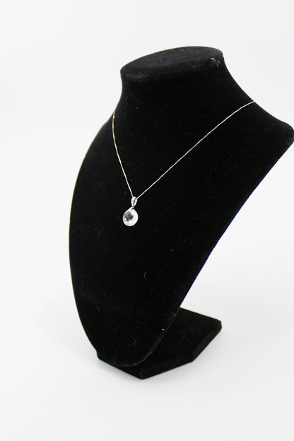 Prasiolite & Diamond Necklace, 7 Carats 14K White Gold