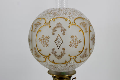 1895 Gilded Crystal Corinthian Banquet Lamp by Edward Miller