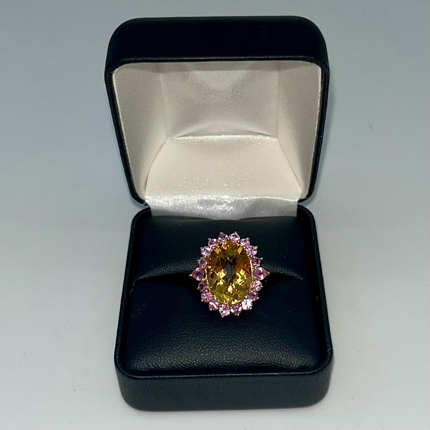 Pink Sapphire & Citrine Cocktail Ring, 6.2 CTW 10K Gold