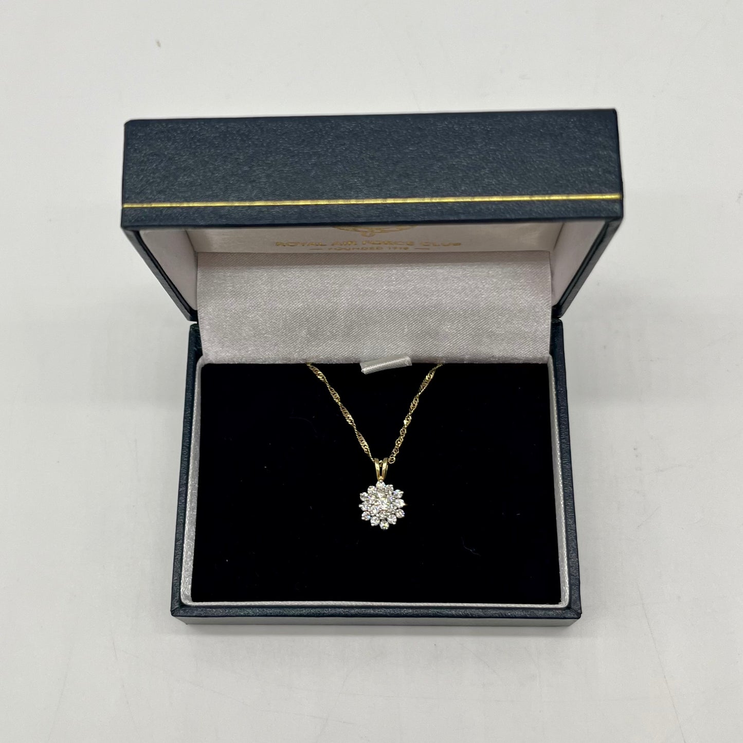 French Diamond Cluster Necklace, 1 CTW 14K Gold