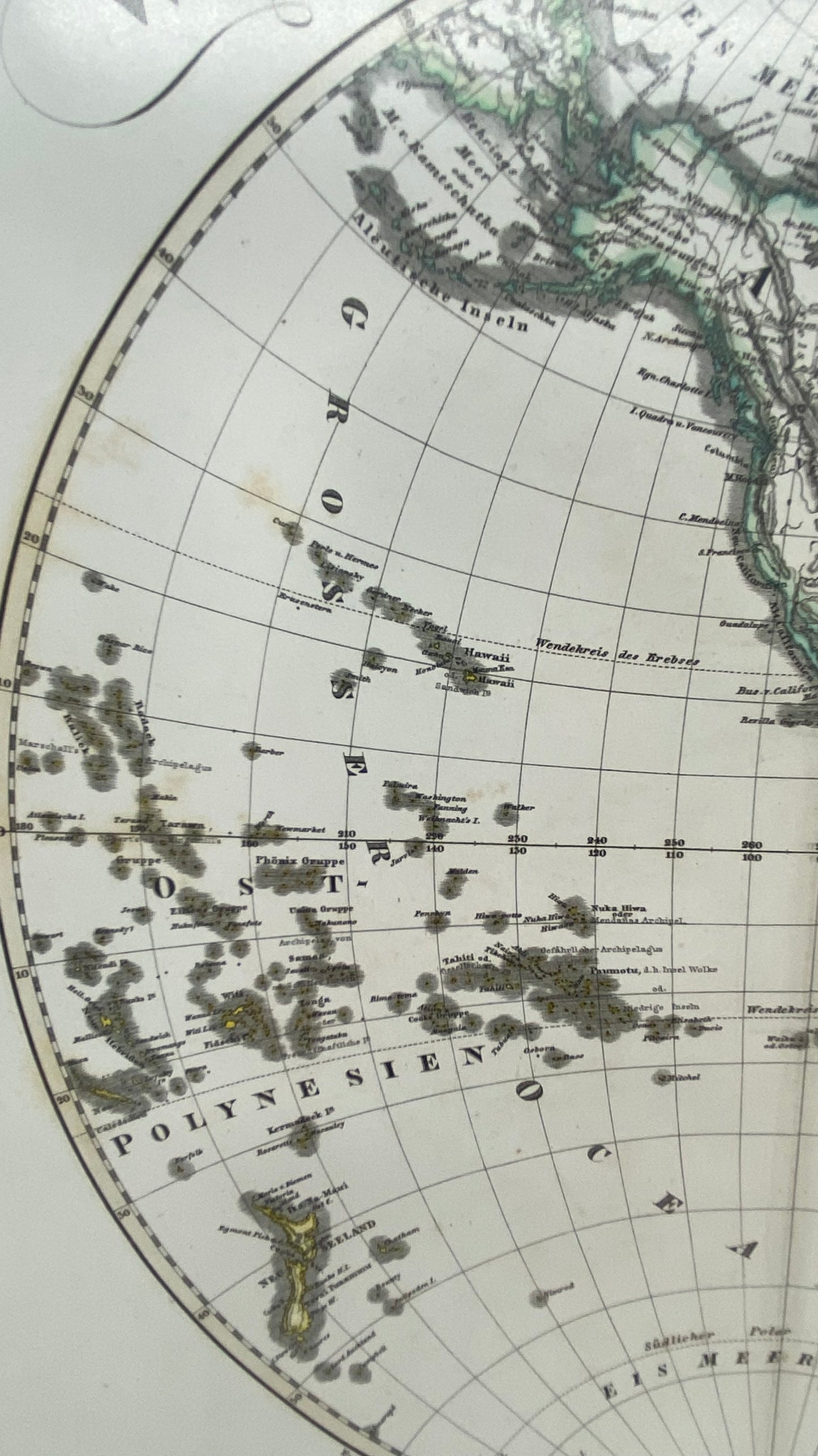 1866 Stieler World Map Framed Pair