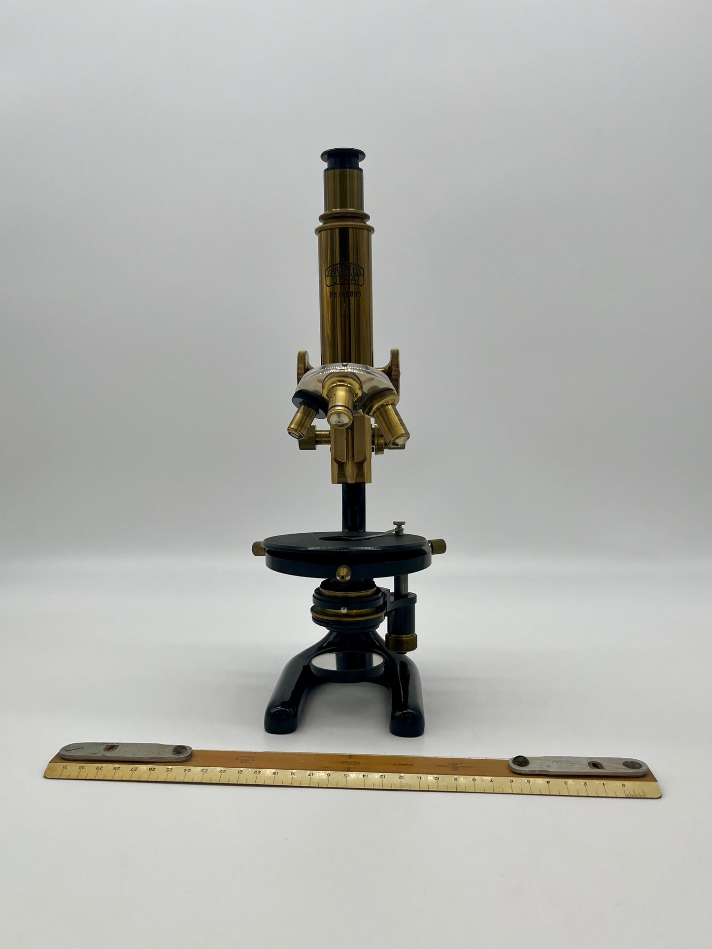 1930's German Jena Brass Microscope by Carl Zeiss