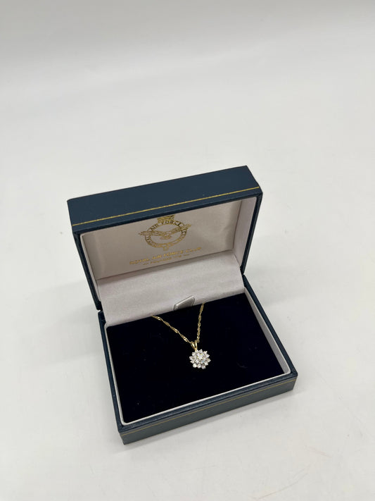 French Diamond Cluster Necklace, 1 CTW 14K Gold