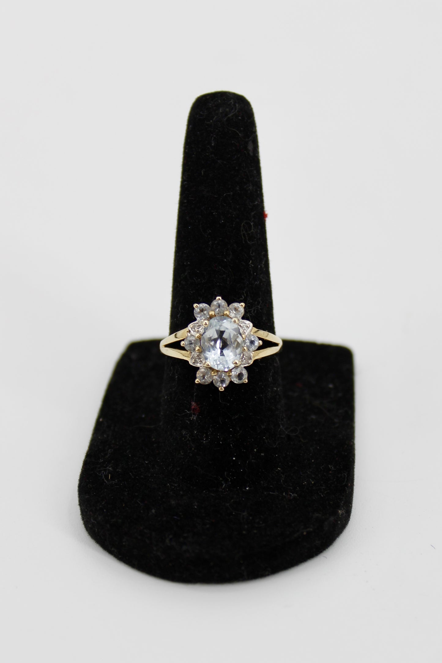 Aquamarine & Diamond Floral Cocktail Ring, 1.8 Carats 14K Gold