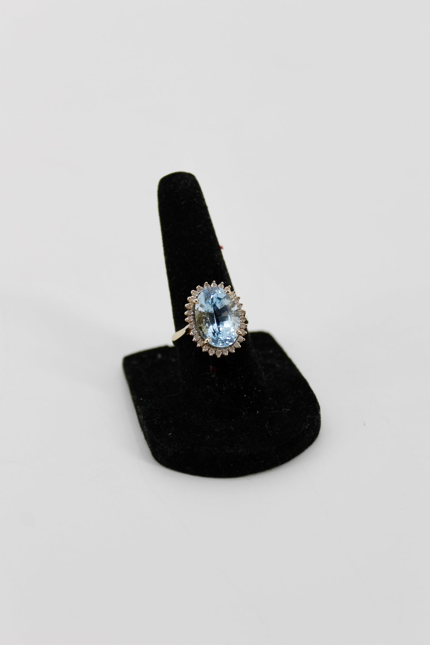 Blue Topaz & Diamond Halo Cocktail Ring,  8.514 CTW 14K Gold