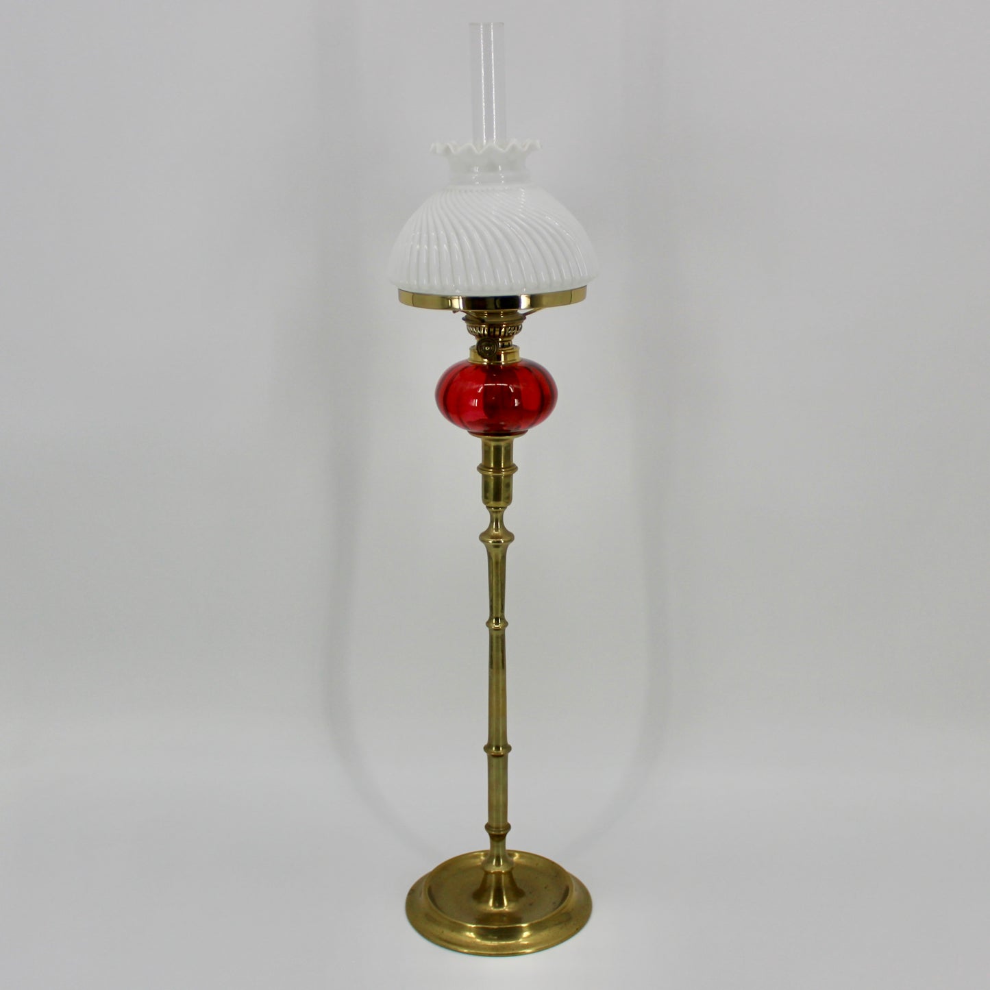 Tall 1840's Ruby Red Glass Peg Lamp by Palmer & Co.