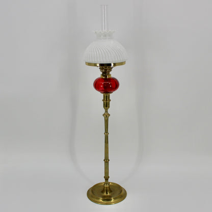 Tall 1840's Ruby Red Glass Peg Lamp by Palmer & Co.