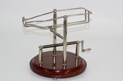 Antique Adjustable Cradle Silver & Wood Wine Decanter- Professionally Restored