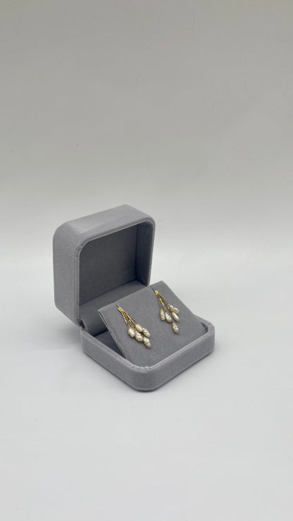 Baroque Pearl Cluster Drop Earrings, 3.75mm 14K Gold