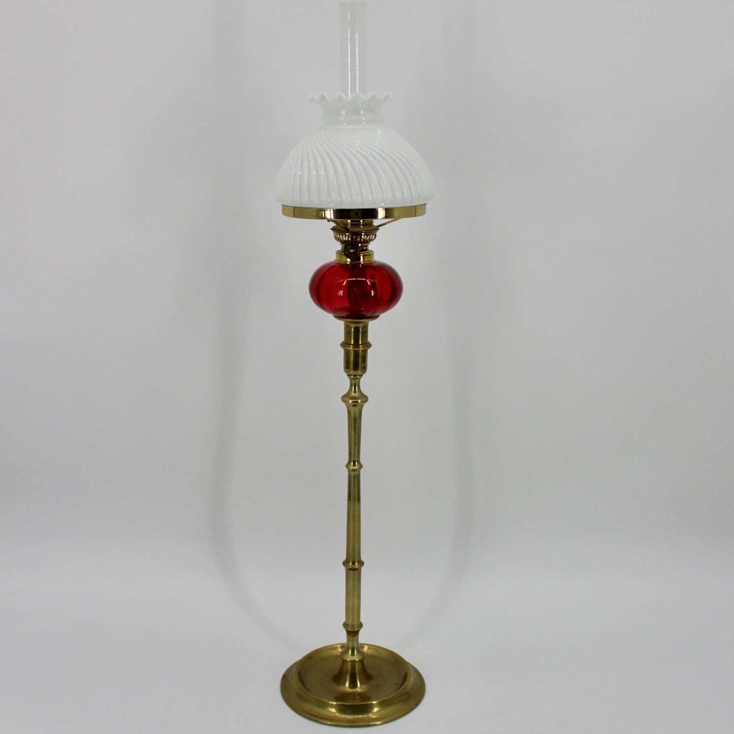 Tall 1840's Ruby Red Glass Peg Lamp by Palmer & Co.