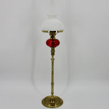 Tall 1840's Ruby Red Glass Peg Lamp by Palmer & Co.