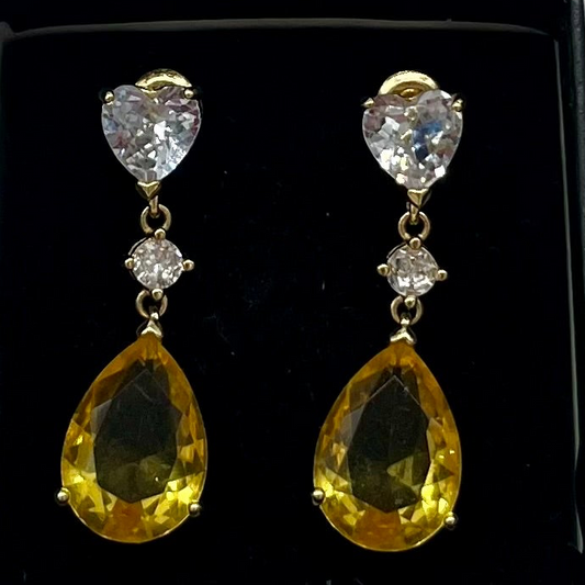 Citrine & Burmese Spinel Drop Earrings, 12 Carats 14K Vermeil