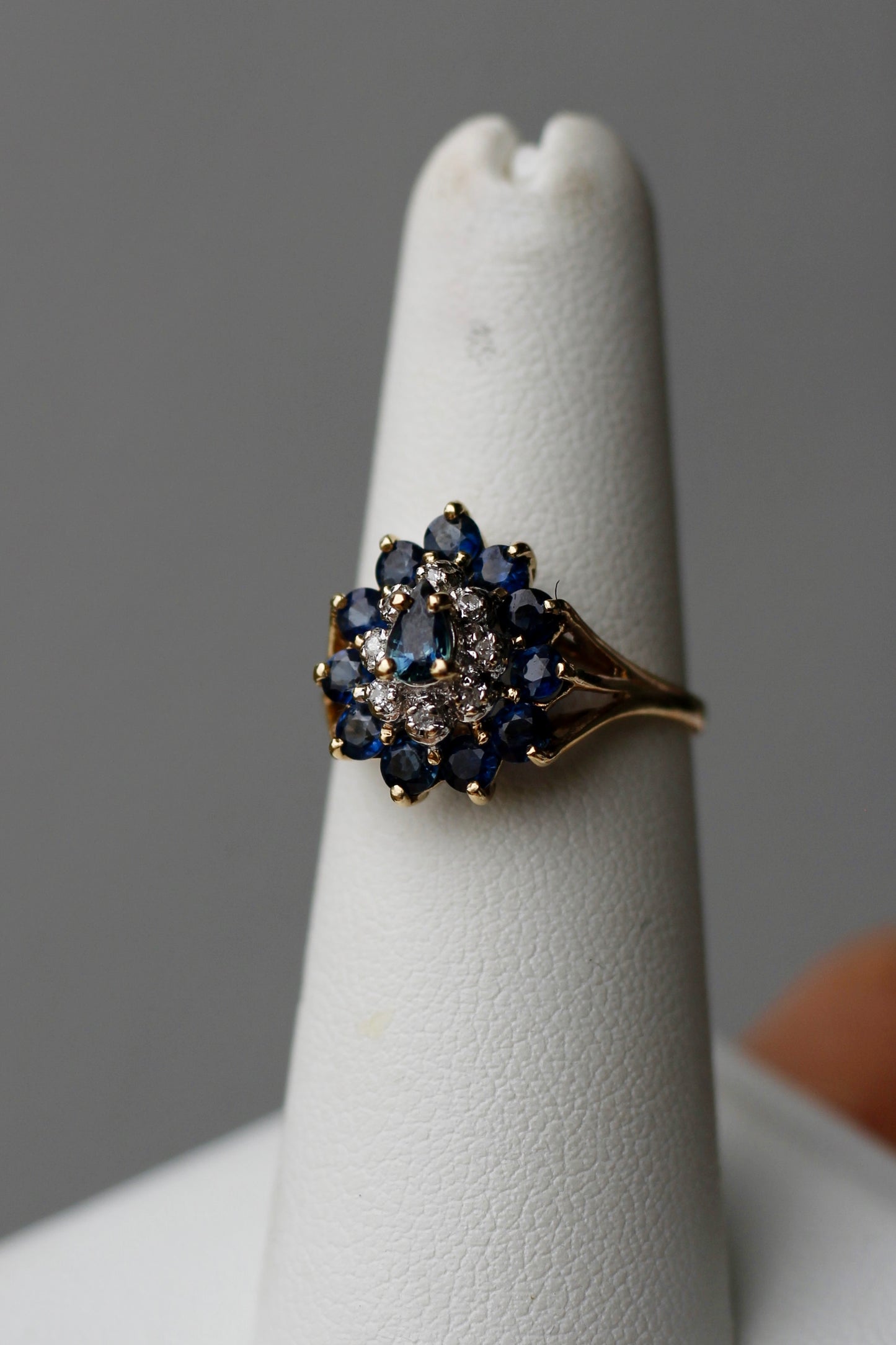 Antique Sapphire Diamond Cluster Set- Ring & Pendant, 2.25 Carats 14K Gold