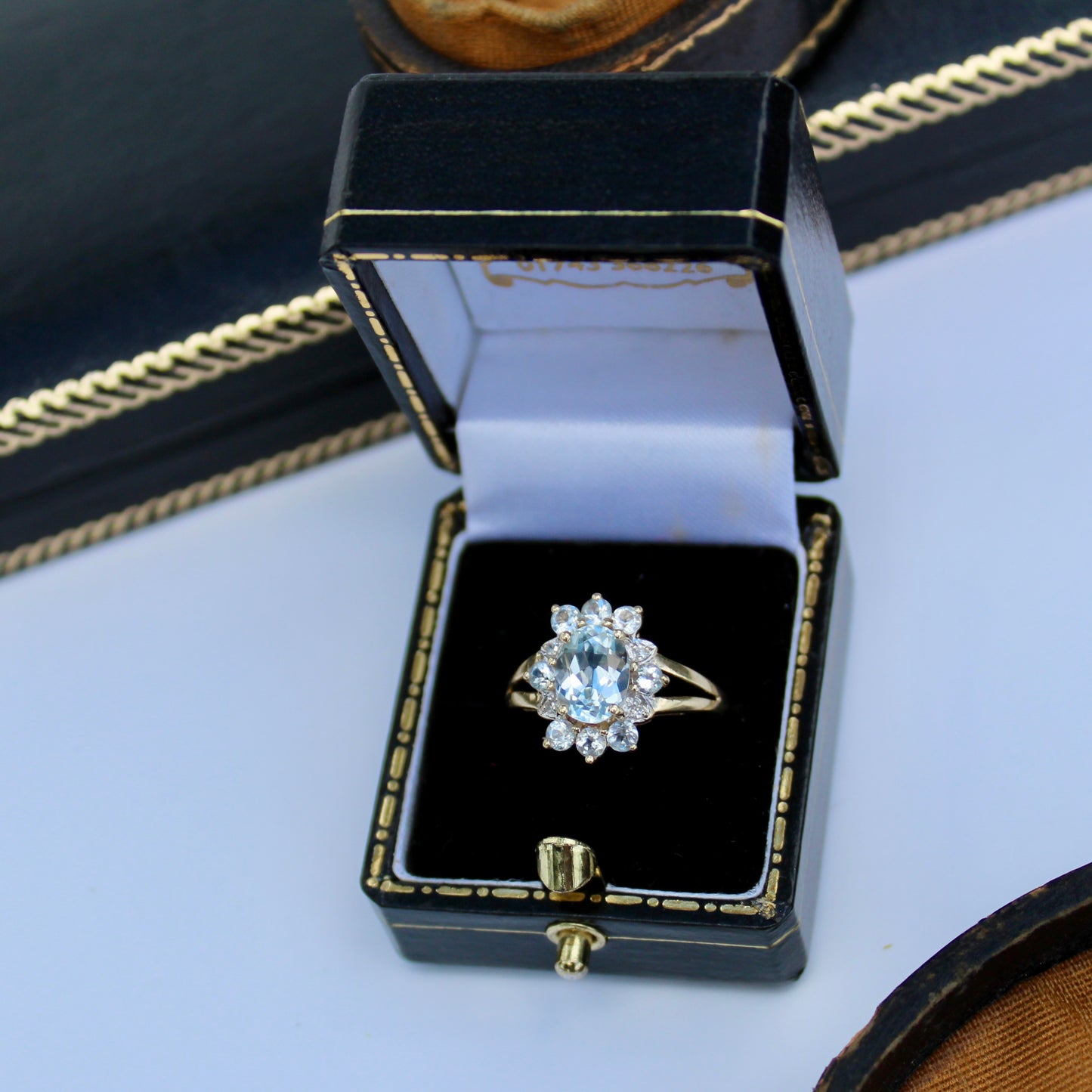 Aquamarine & Diamond Floral Cocktail Ring, 1.8 Carats 14K Gold